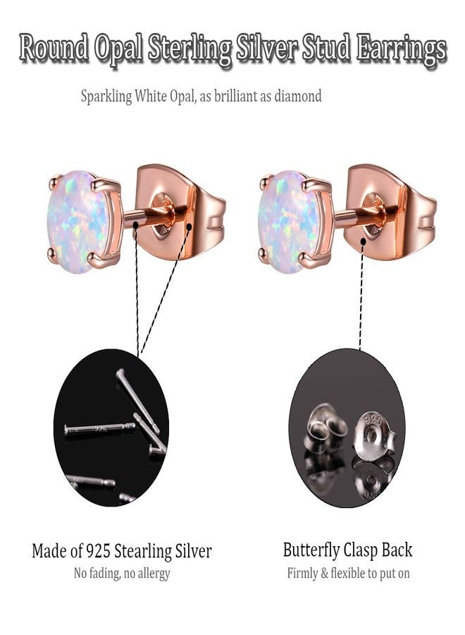 EPIRORA Sterling Silver Opal Stud Earrings for Women- Rose Gold Plated Opal Earrings Hypoallergenic Small Birthstone Earrings - Image 2